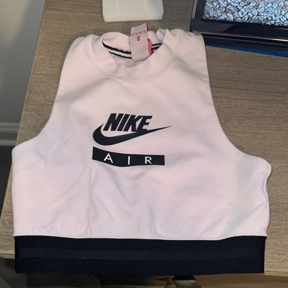Nike Air White and Black Sleeveless Sports Bra Crop Top